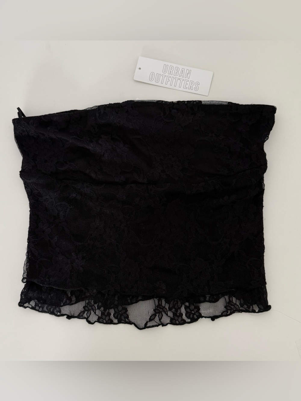 Black Lace Strapless Tube Top Crop